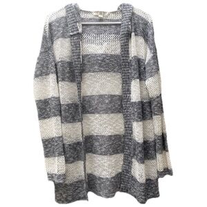 PINK ROSE | Long Cardigan Hoodie Striped Open Front L